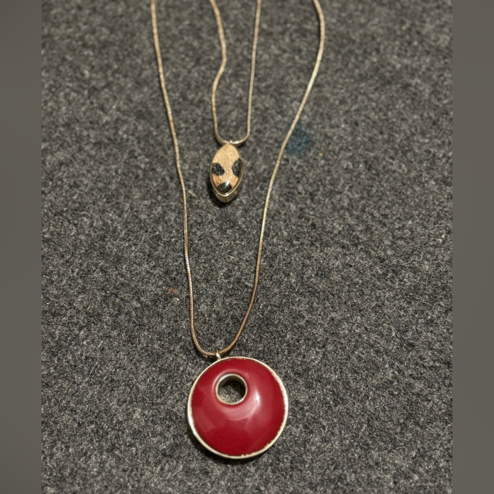 Chico's Gold Necklace with Red Pendant new with tags